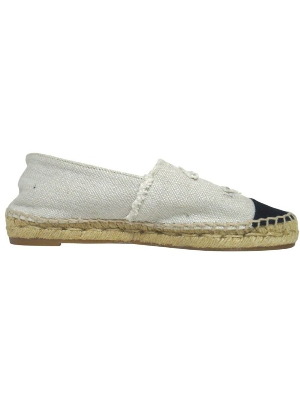 Chanel CC Logo Espadrille Shoes 36 Ivory Black Pre Owned - Picture 3 of 15